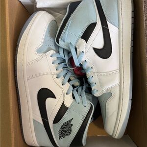 Jordan White and Blue Leather Sneakers